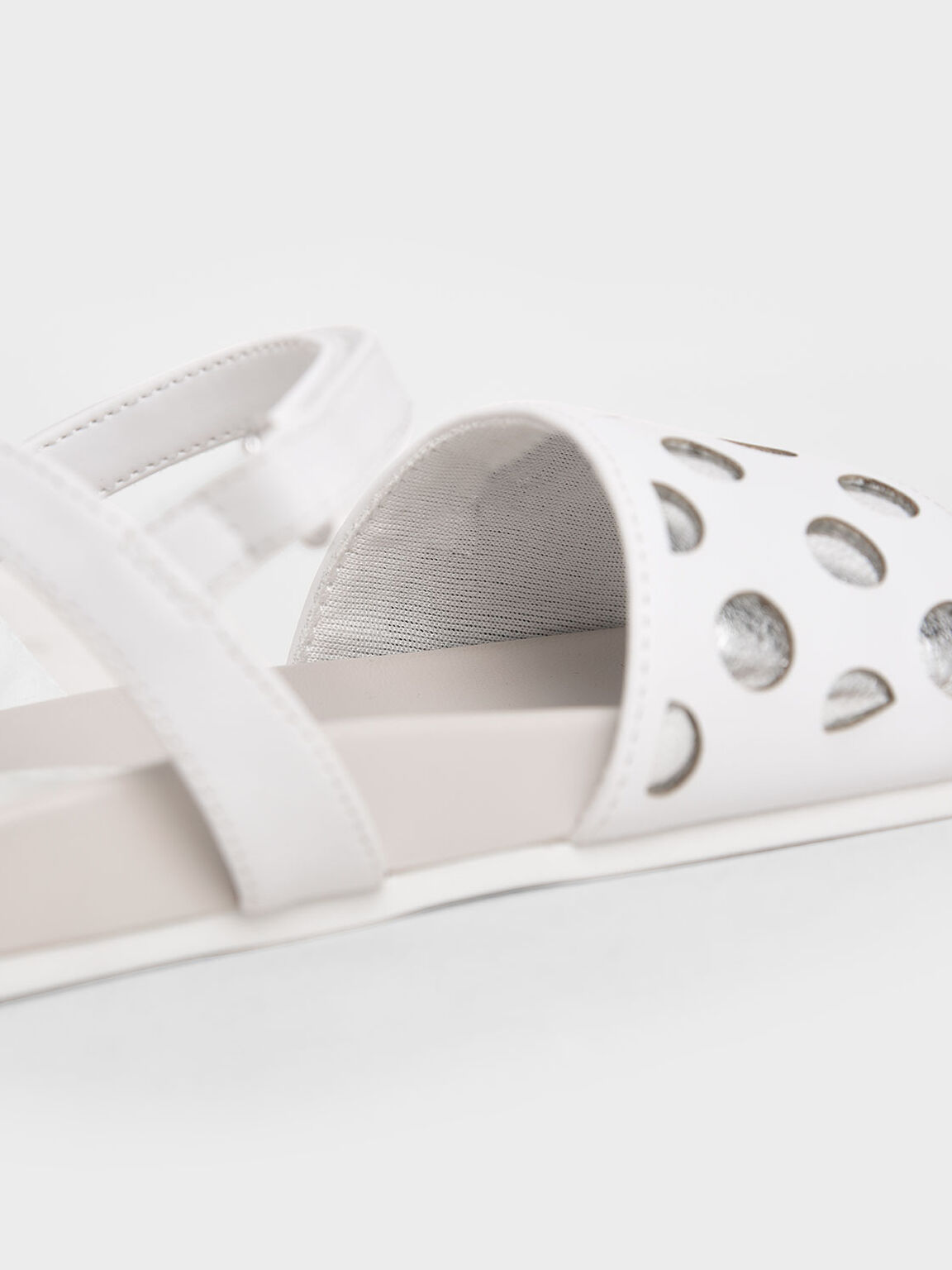 Girls&apos; Laser-Cut Sandals, White, hi-res
