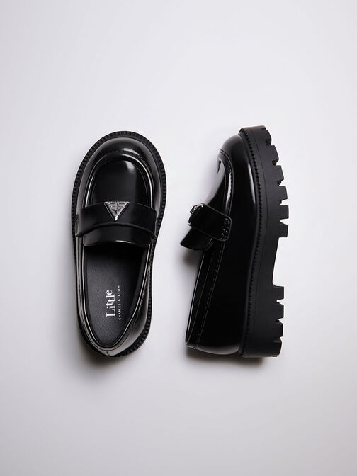 Girls' Trice Metallic Accent Loafers, Black Box, hi-res