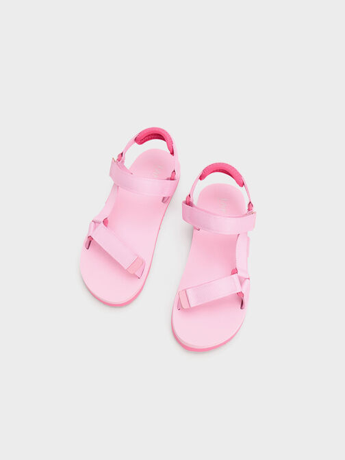 Girls' Grosgrain Sporty Sandals, Pink, hi-res