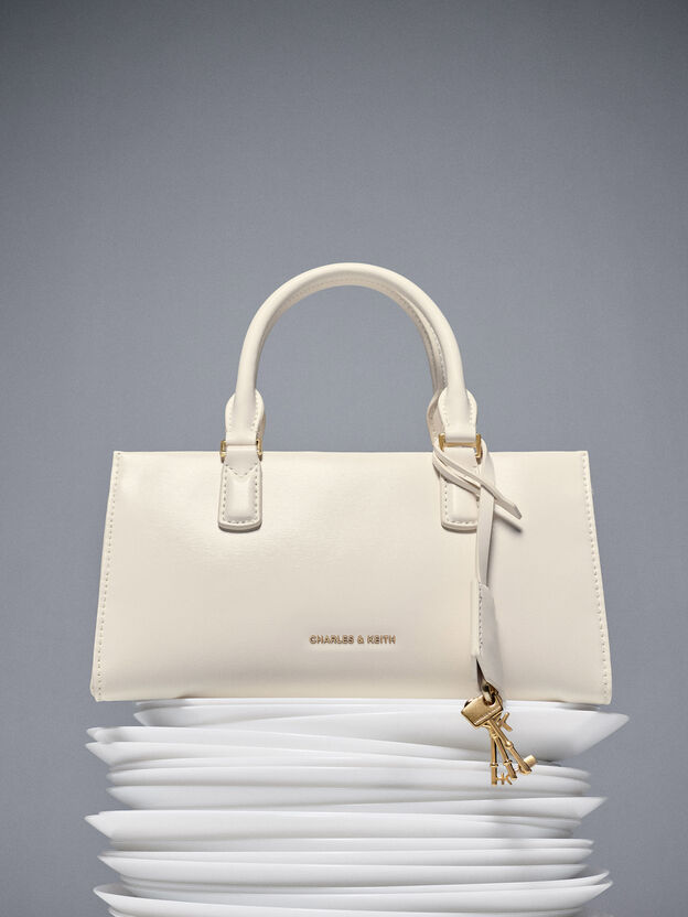 Mini bolso tote Kerry, Crema, hi-res