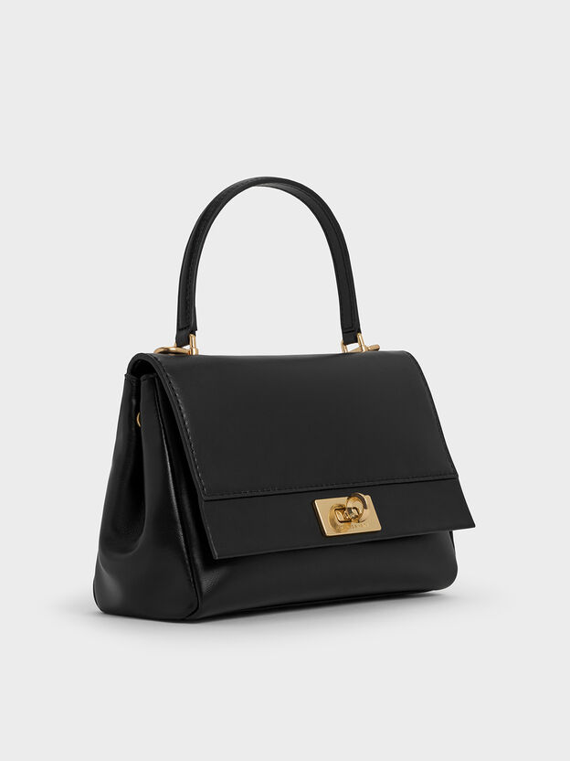 Sac &agrave; main &agrave; lani&egrave;re en cha&icirc;ne Lennie, Noir, hi-res