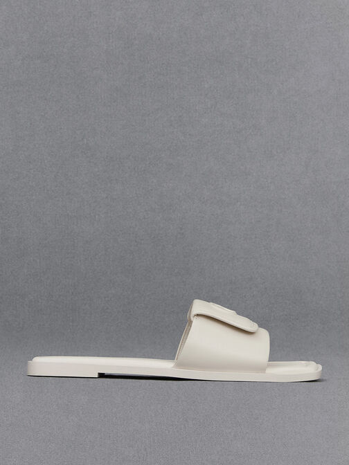 Sandalias slip-on de cuero, Blanco, hi-res