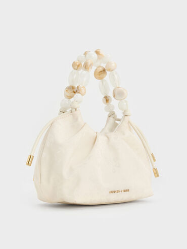 Bolso Aviary con asa decorada de cuentas Jacquard, Crema, hi-res