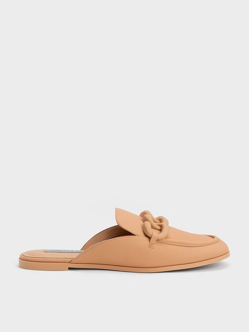 Mocasines Planos con Cadena Gruesa, Camel, hi-res