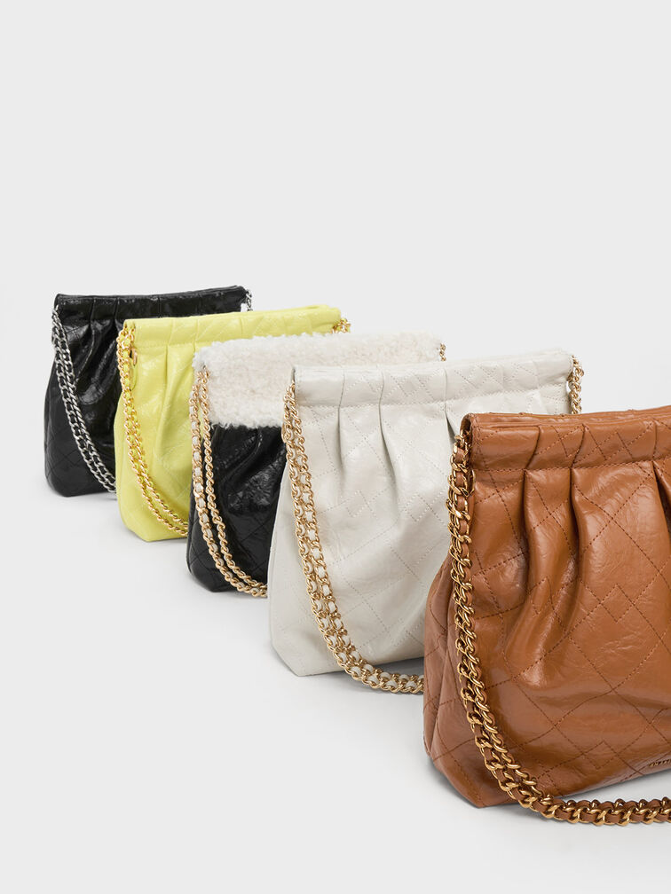 Duo Chain Handle Shoulder Bag, White, hi-res