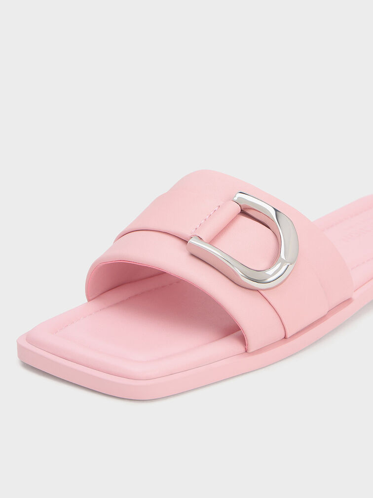 Gabine Leather Slide Sandals, Pink, hi-res