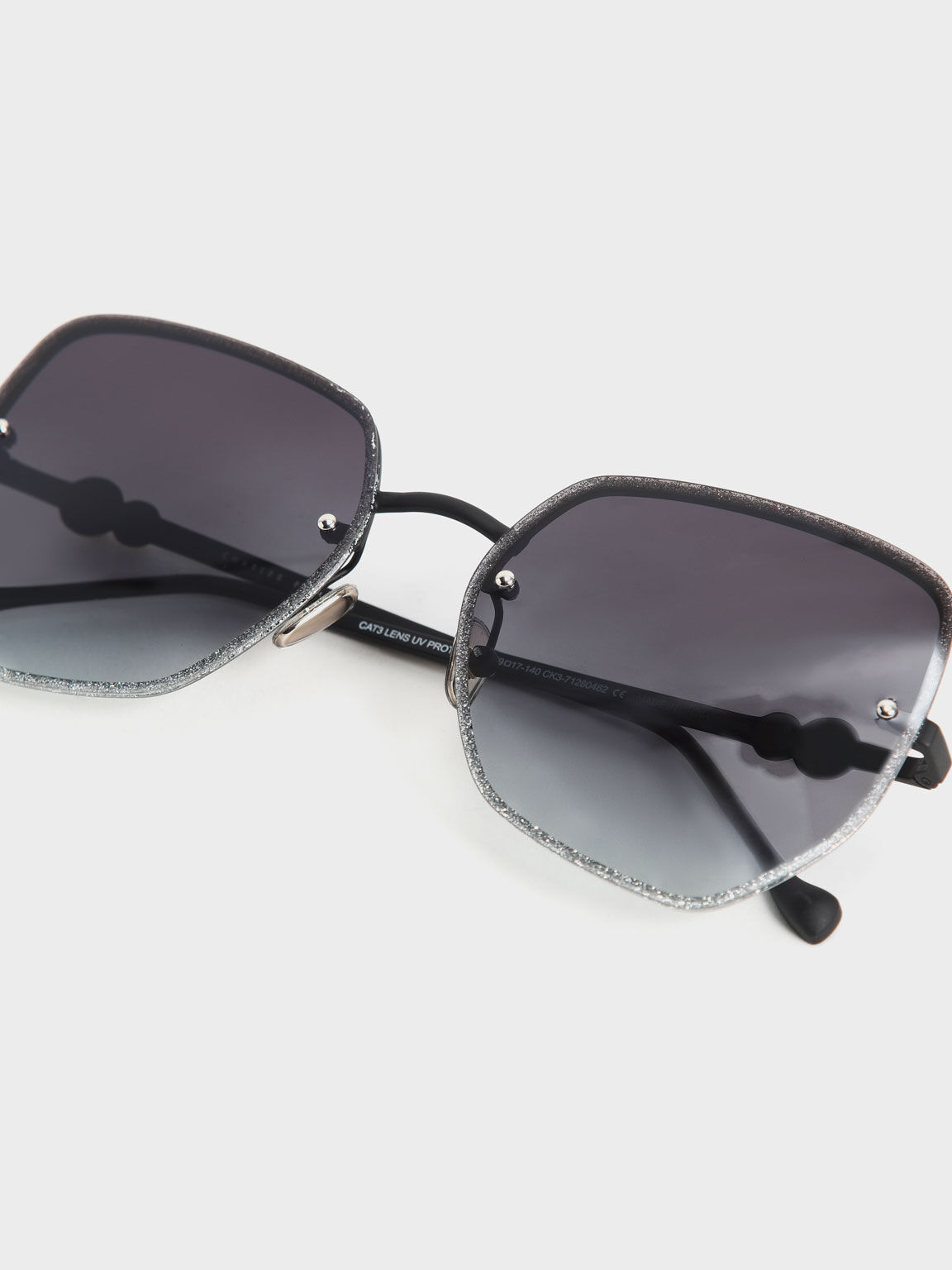 Embellished Tinted Butterfly Sunglasses, Black, hi-res