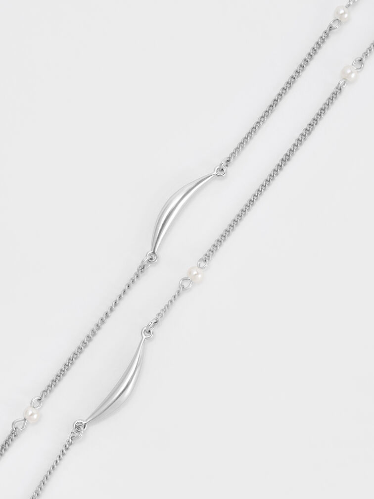 Corrine Pearl Sculptural Necklace, Silver, hi-res