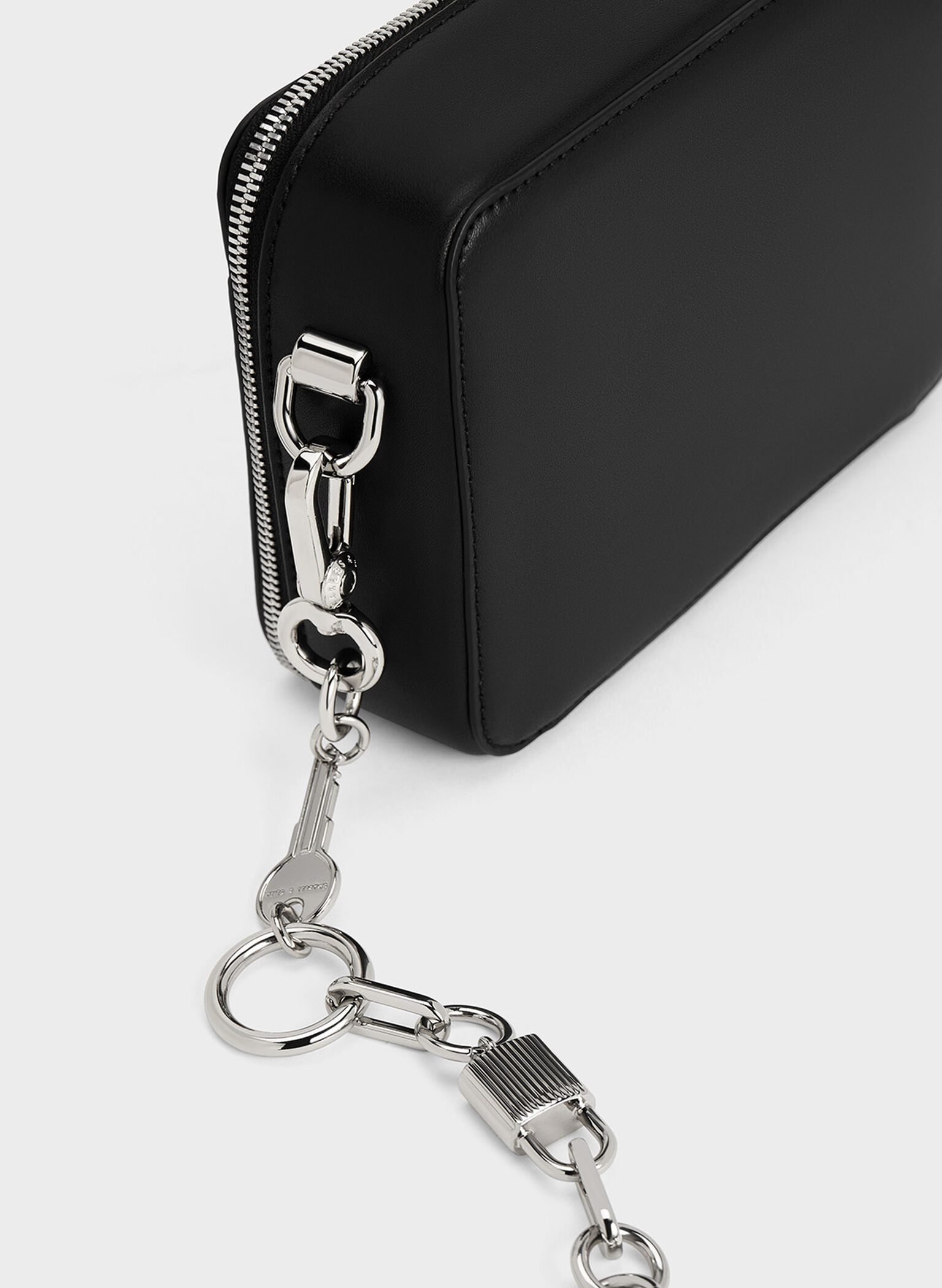 Bolso Lock & Key con asa de cadena, Noir, hi-res