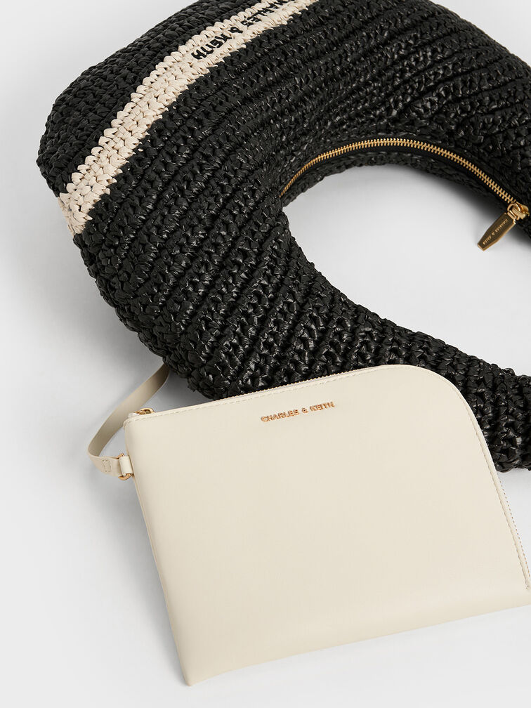 Bolso hobo holgado Allegra tejido, Negro, hi-res