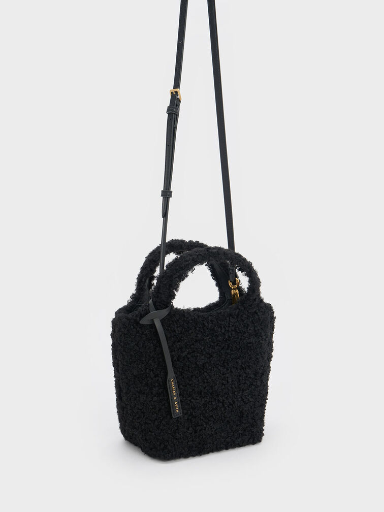 Bolso tote Arlys con acabado peludo, Noir, hi-res