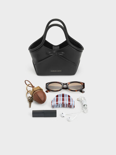 Hazel Bow Tubular Top Handle Bag, Noir, hi-res