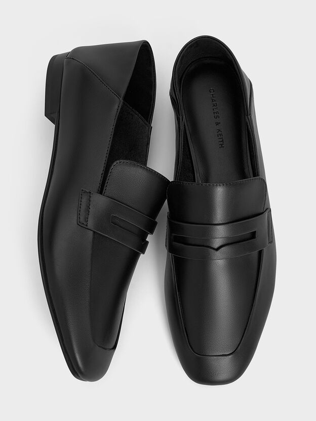 Mocasines con punta de almendra, Negro, hi-res