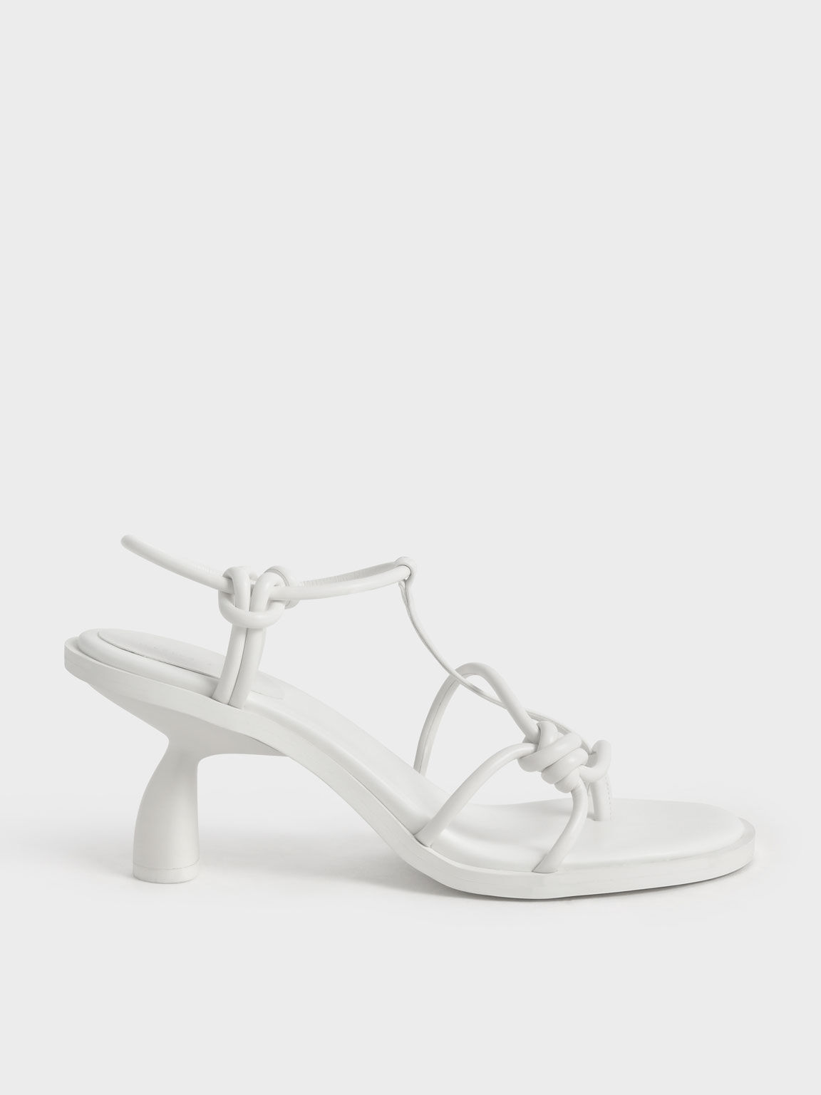 Alma Strappy Knotted Thong Sandals, White, hi-res