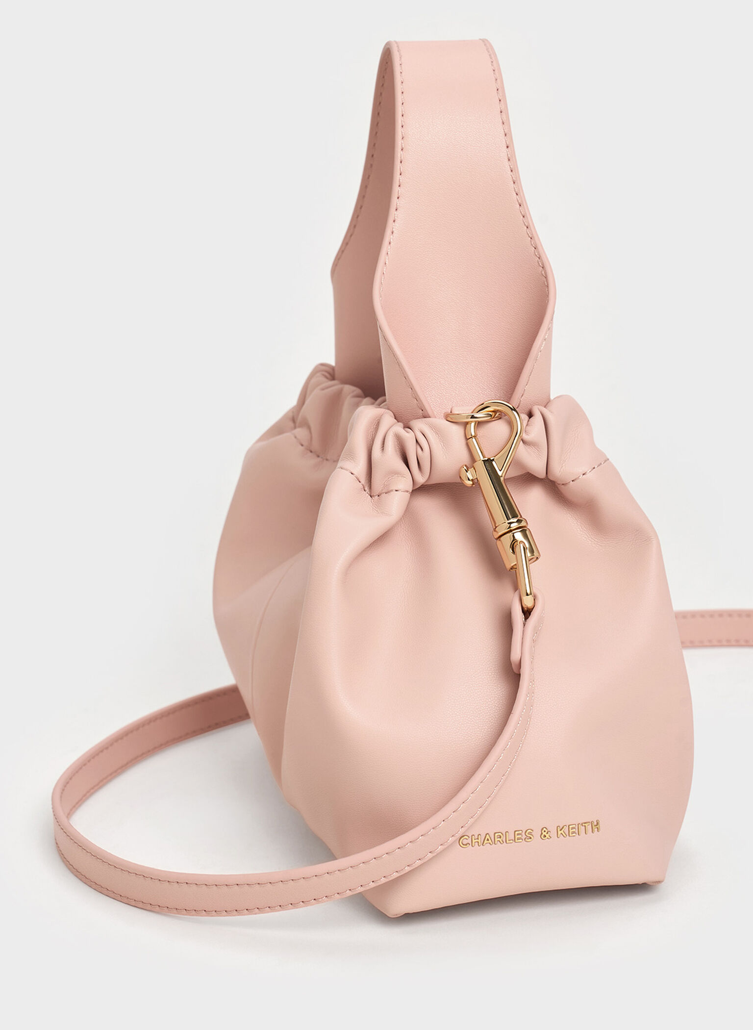 Bolso holgado fruncido Ally con asa de cadena, Rosa pálido, hi-res