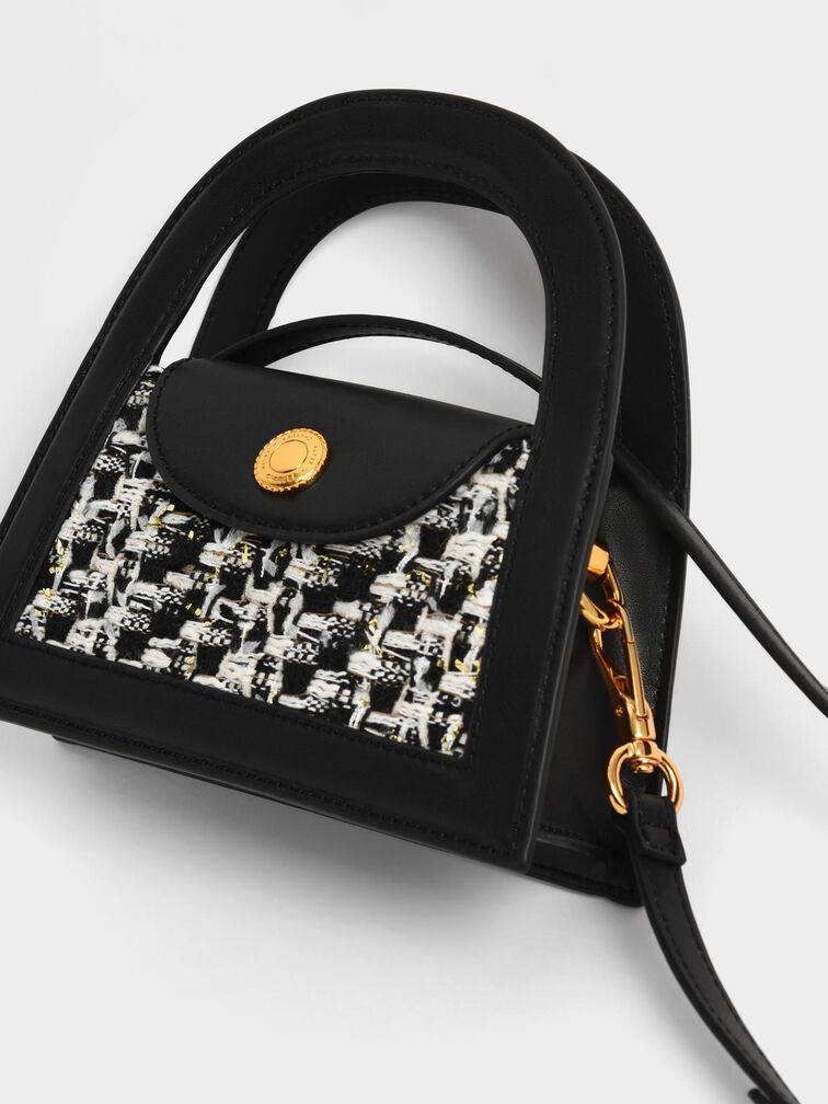 Este Tweed Trapeze Bag, Black, hi-res