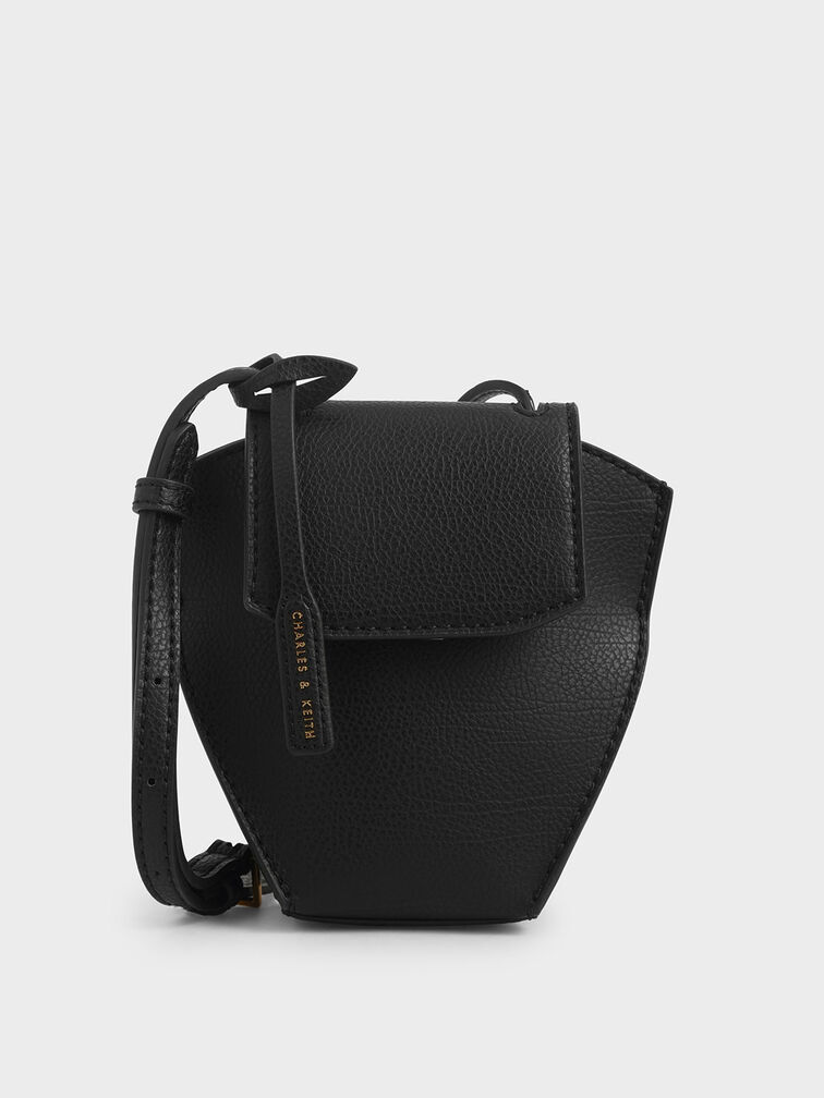 Geometric Crossbody Bag, Black, hi-res