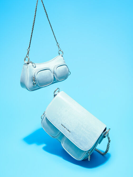 Letitia Chain-Link Shoulder Bag, Light Blue, hi-res