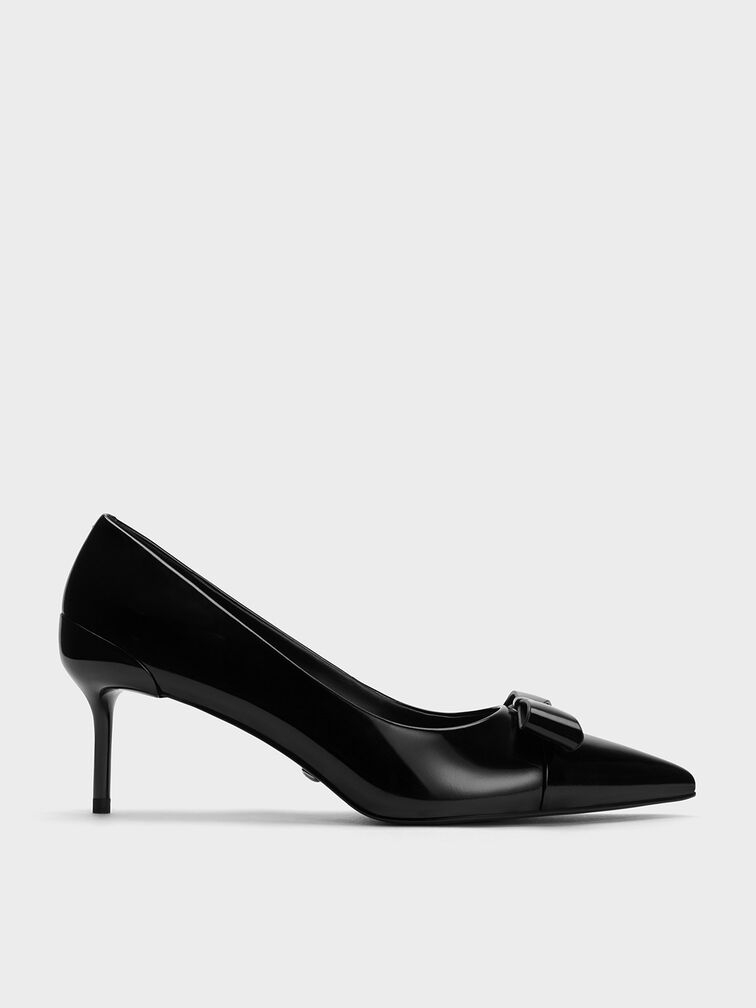 Leather Pointed-Toe Heels, Black Box, hi-res