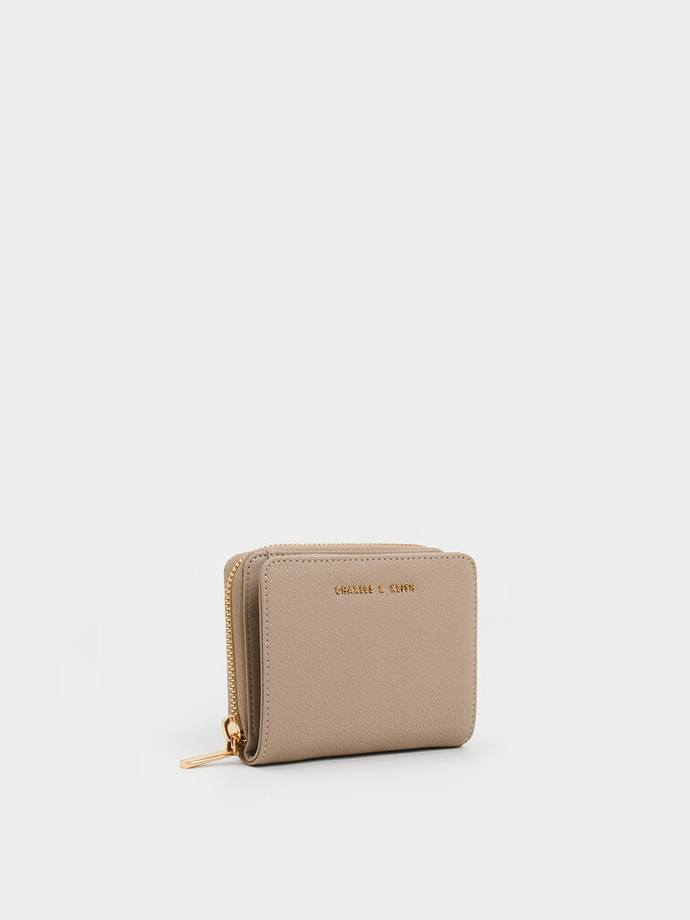 Taupe Zip-Around Small Wallet - CHARLES & KEITH SG