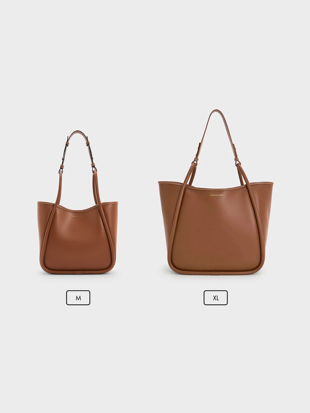 Tote bag mini tubular Lyla, Marr&oacute;n chocolate, hi-res