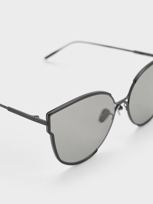 Thin-Rim Butterfly Sunglasses, Noir, hi-res