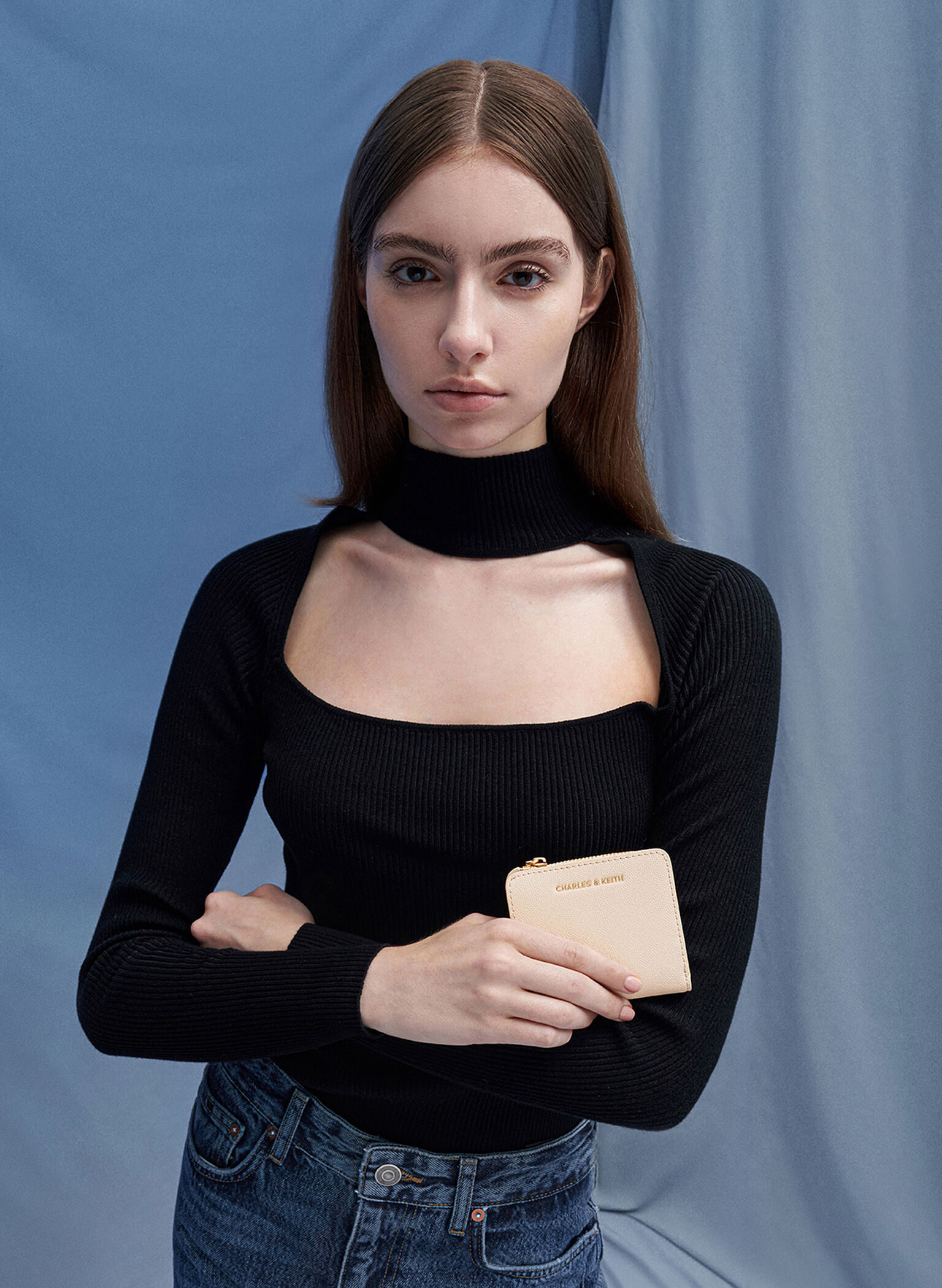 Keely Top Zip Small Wallet, Oat, hi-res