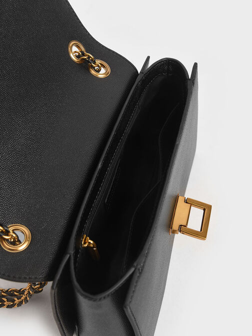 Chain Strap Evening Bag, Black, hi-res