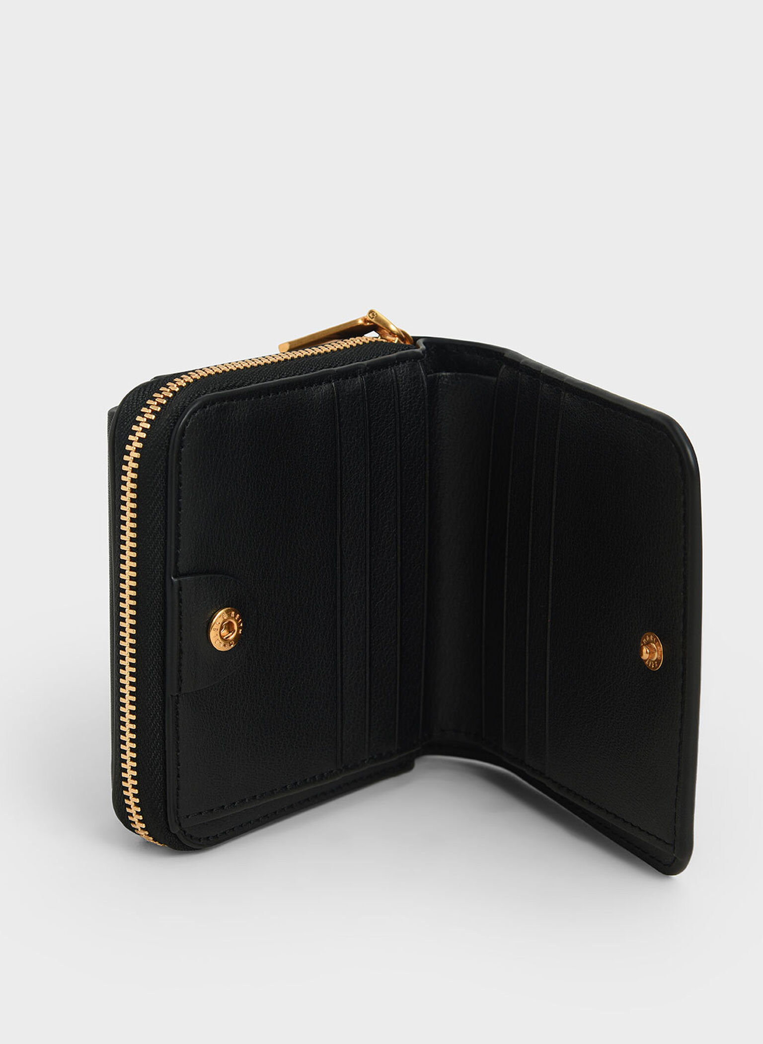 Black Front Flap ZipAround Mini Wallet CHARLES & KEITH US