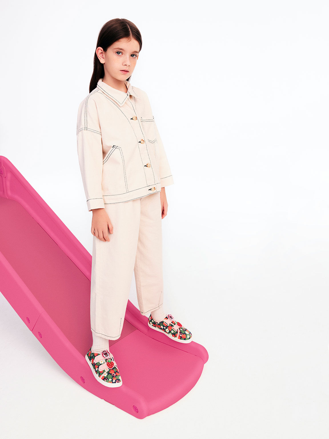 CHARLES & KEITH 彼思勞蘇系列：勞蘇款兒童休閒鞋, 粉紅色, hi-res