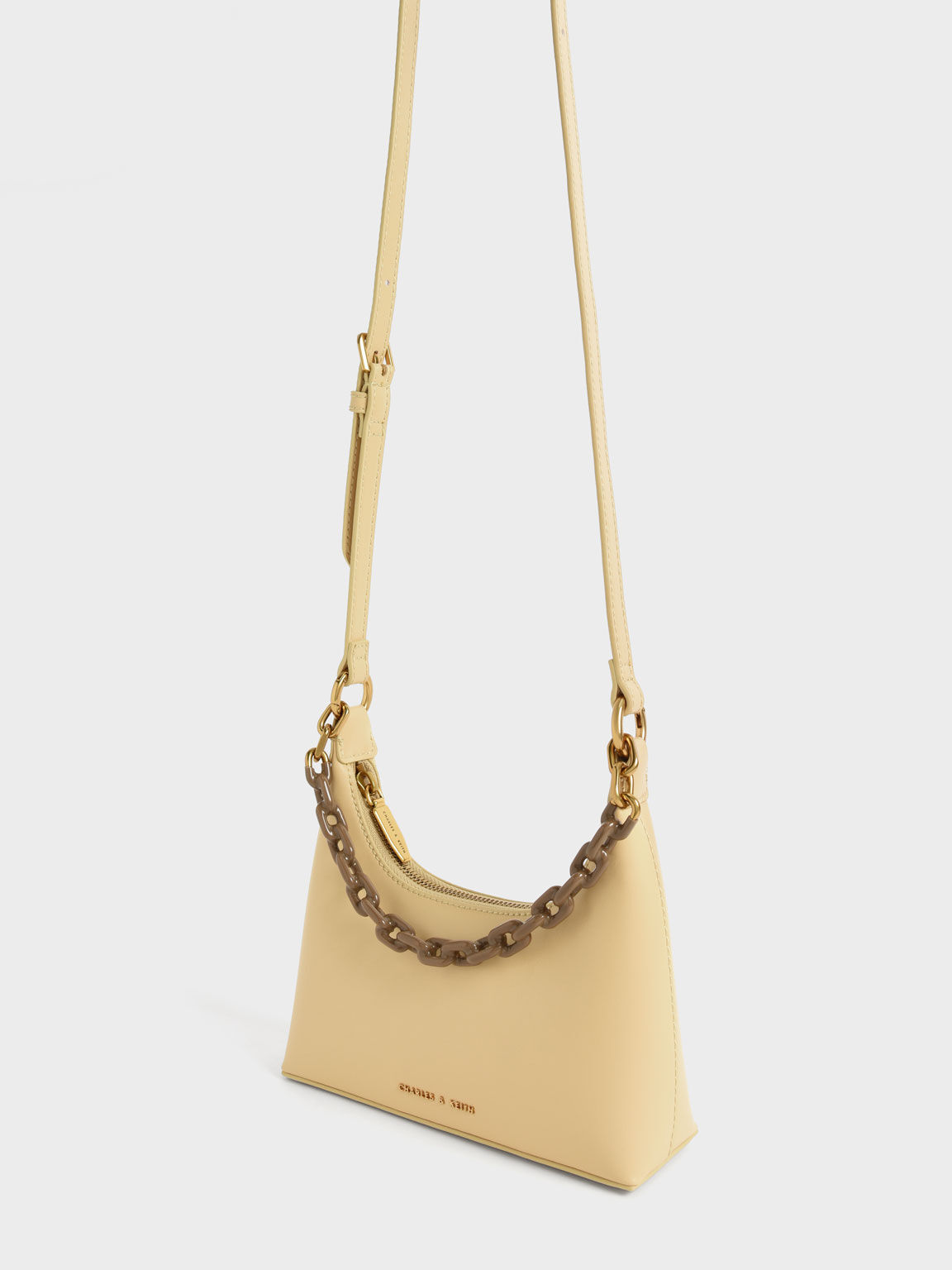Koi Chain Handle Shoulder Bag, Beige, hi-res