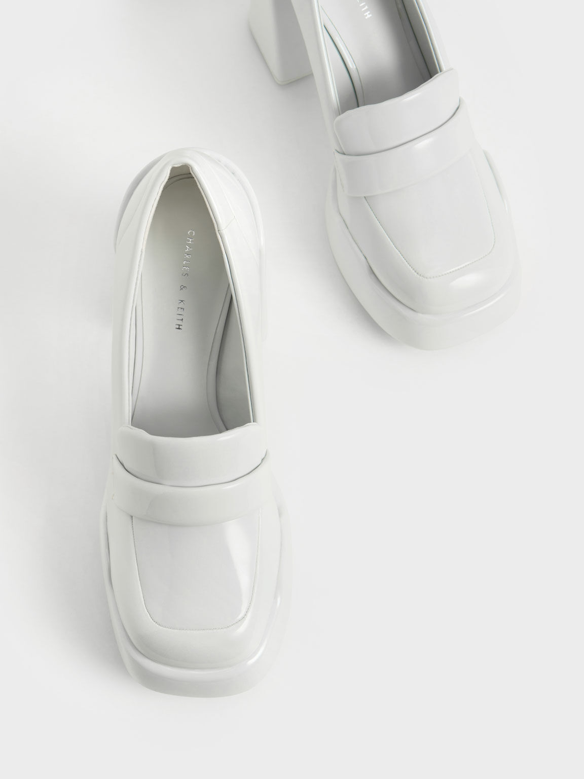 Lula Patent Loafer Pumps, Light Grey, hi-res