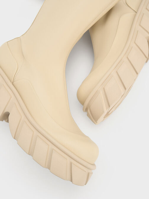 Botas Aberdeen de plataforma con cremallera lateral, Blanco tiza, hi-res