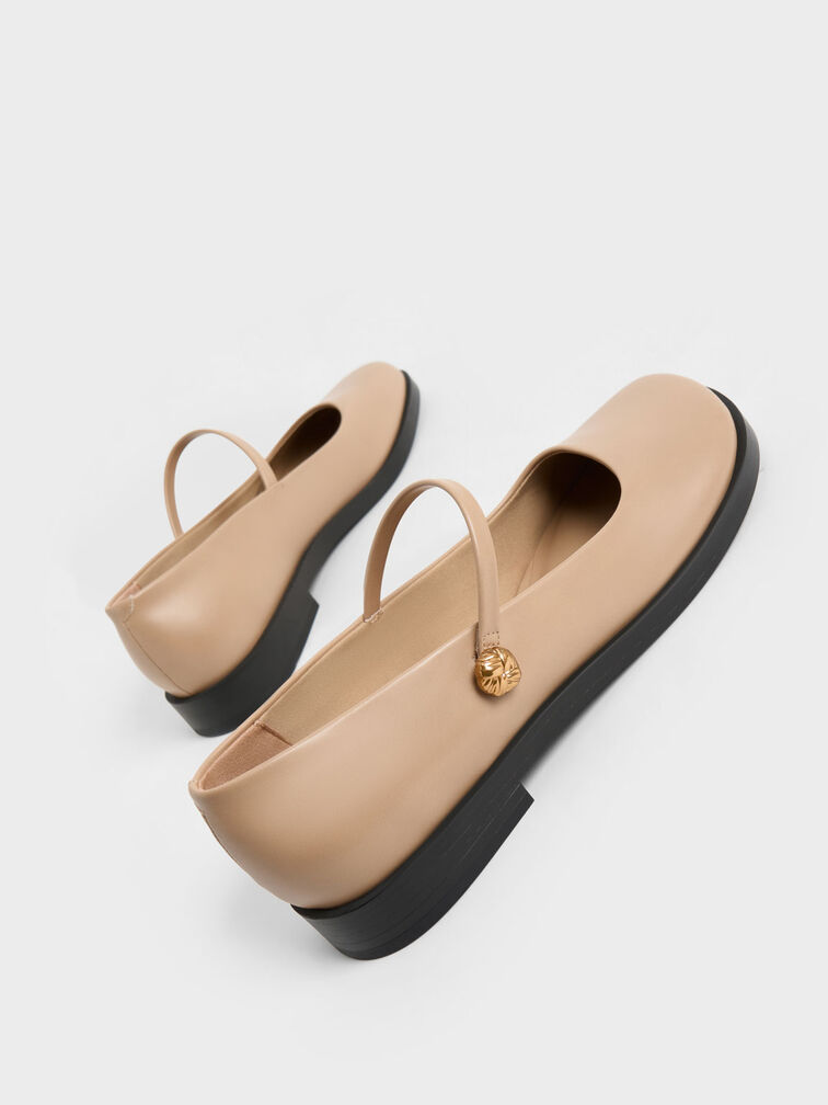 Metallic Accent Mary Janes, Nude, hi-res