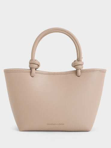 Sabine Knotted-Handle Tote Bag, Taupe, hi-res