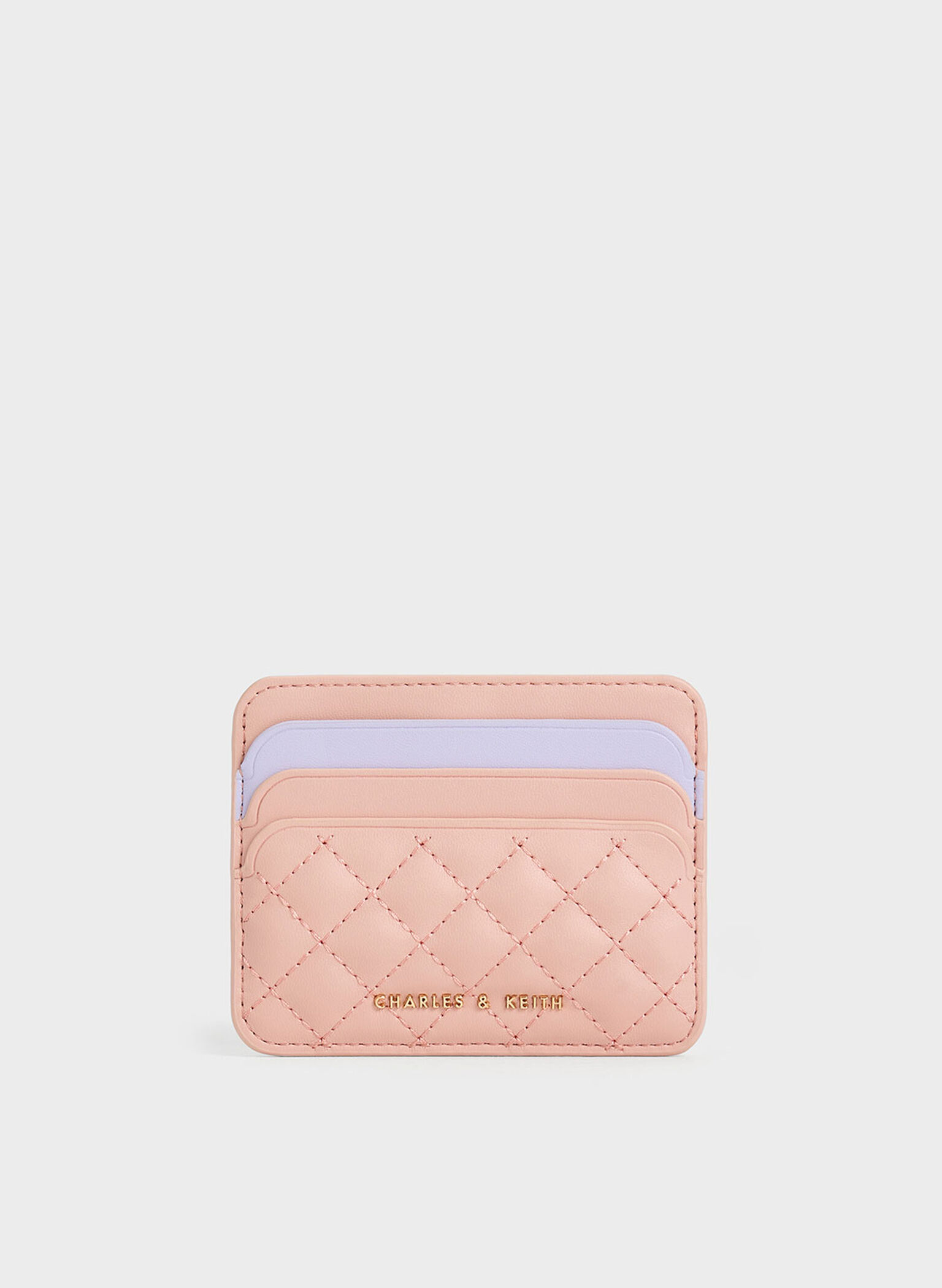 Cleo Two-Tone Quilted Card Holder, Pink, hi-res