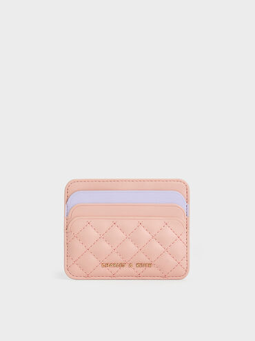 Quilted Multi-Slot Card Holder, Pink, hi-res