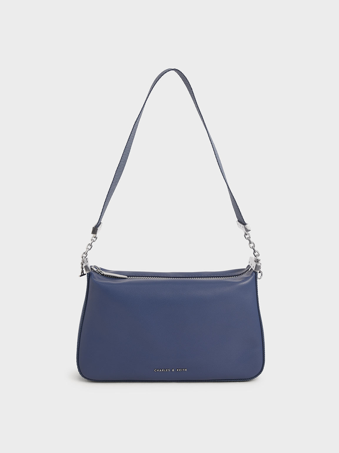 Blue Zip Shoulder Bag - CHARLES & KEITH International