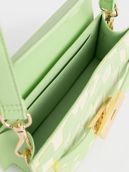 Mini Sabrina Checkered Envelope Shoulder Bag, Mint Green, hi-res