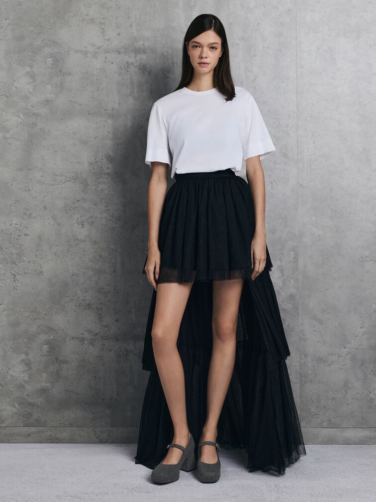 Sapatos Mary Jane de salto bloco e plataforma de feltro, Cinzento, hi-res