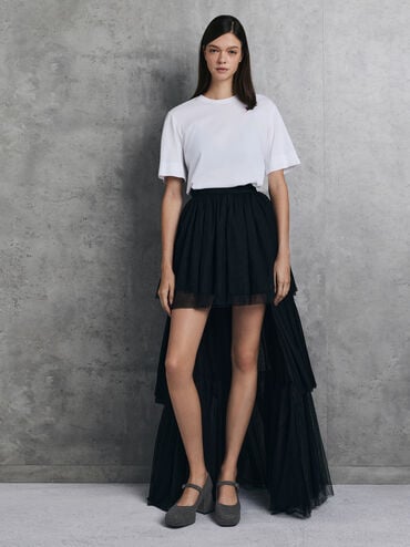 Sapatos Mary Jane de salto bloco e plataforma de feltro, Cinzento, hi-res