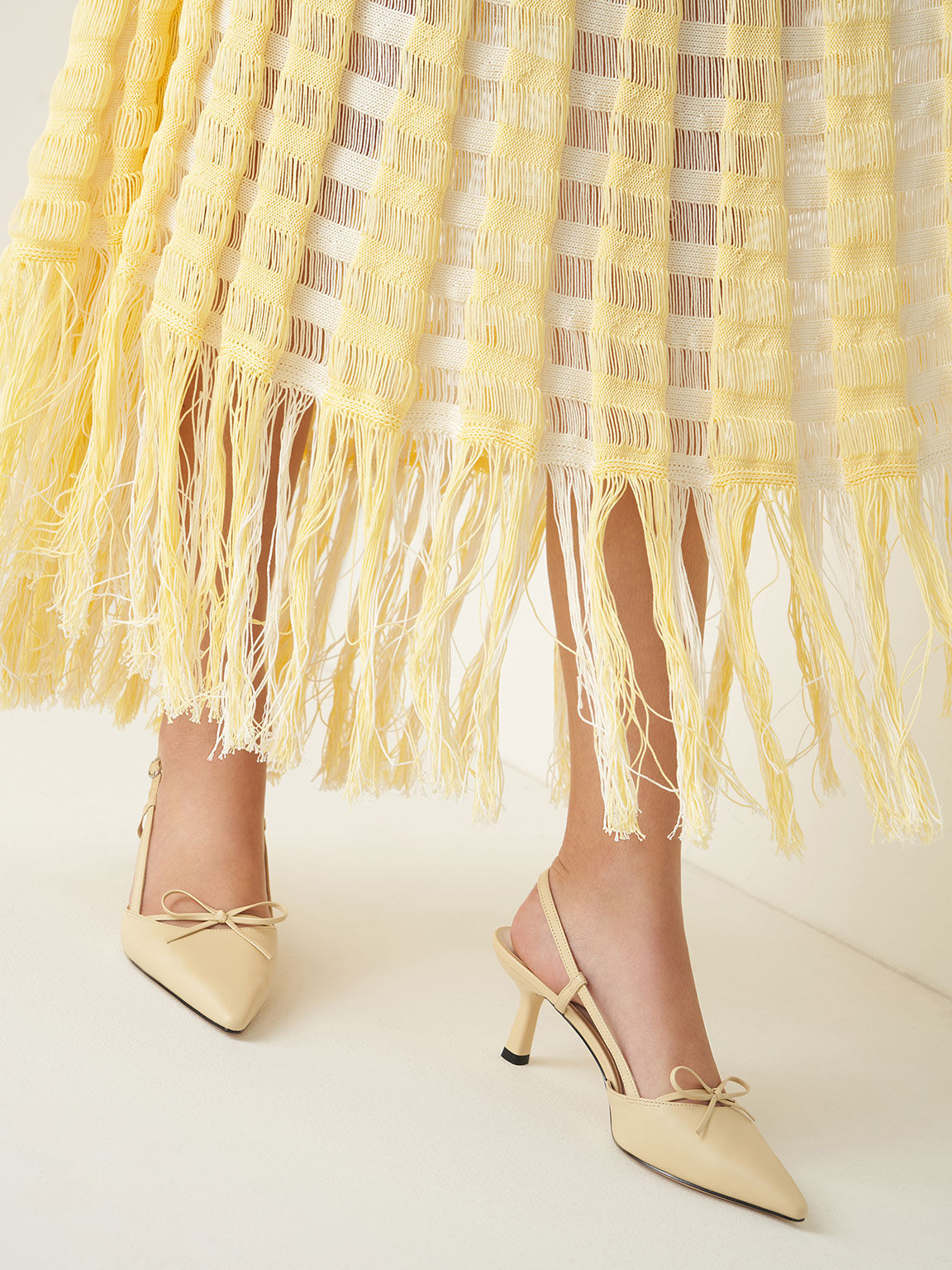 Yellow Bow Tie Slingback Pumps CHARLES KEITH International