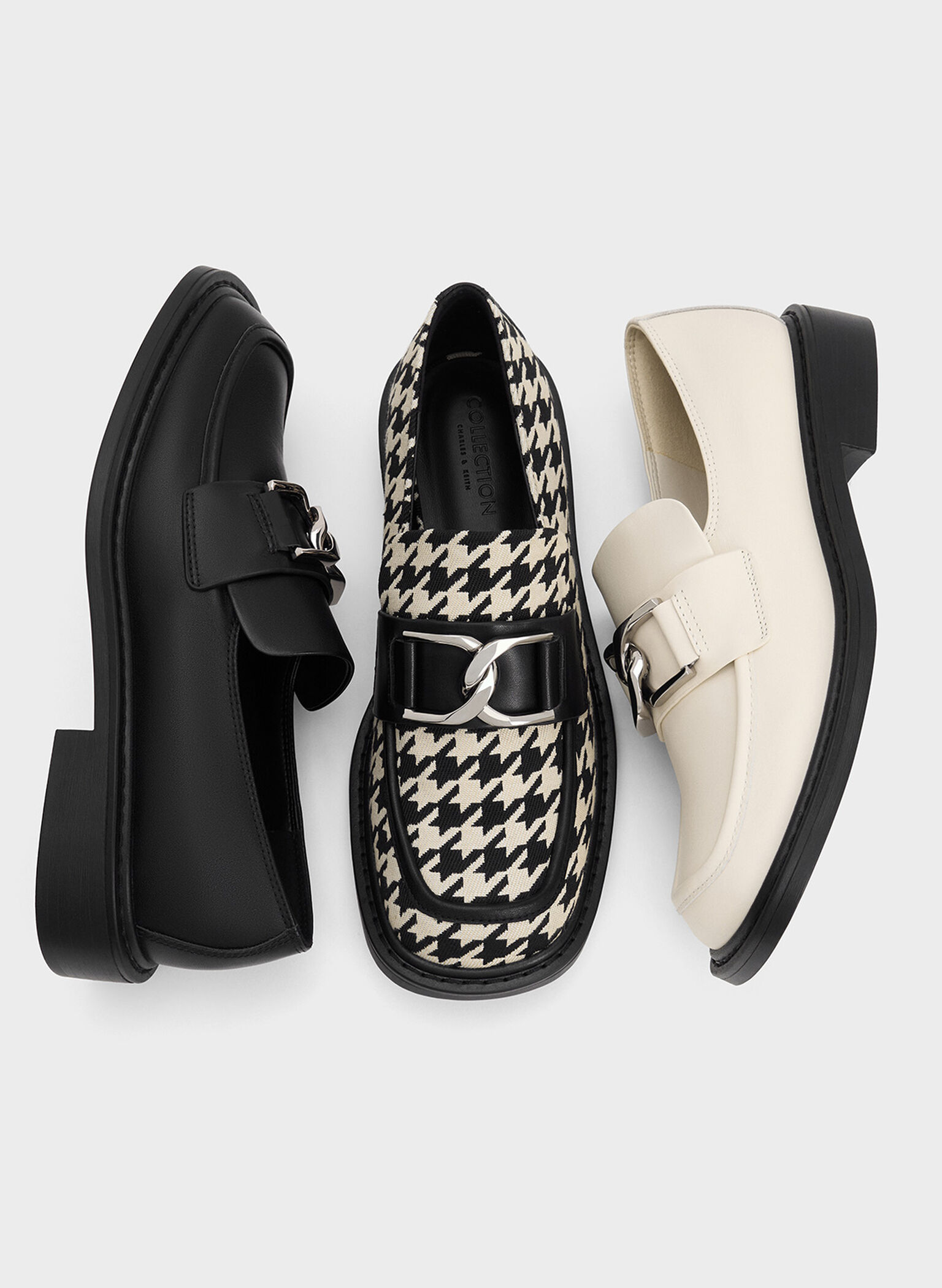Gabine Leather Loafers, Black, hi-res