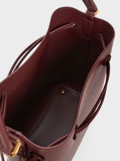 Drawstring Hobo Bag, Burgundy, hi-res