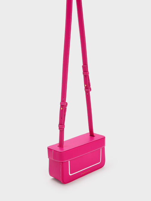Astra Contrast Trim Boxy Bag, Fuchsia, hi-res