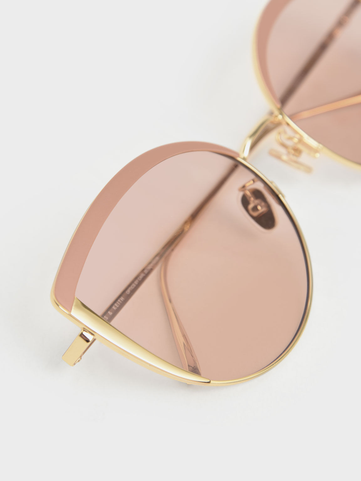 Thin Metal Frame Cat-Eye Sunglasses, Pink, hi-res