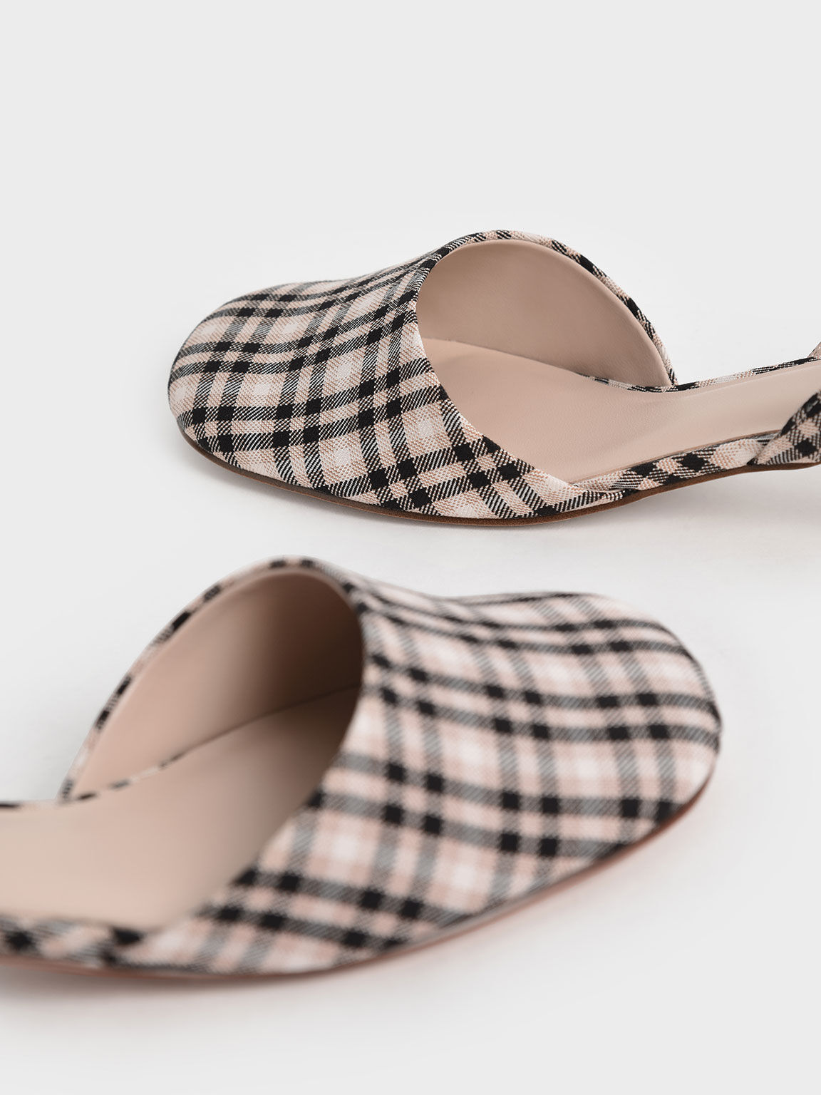 Check-Print Round Toe Slingback Pumps, Multi, hi-res