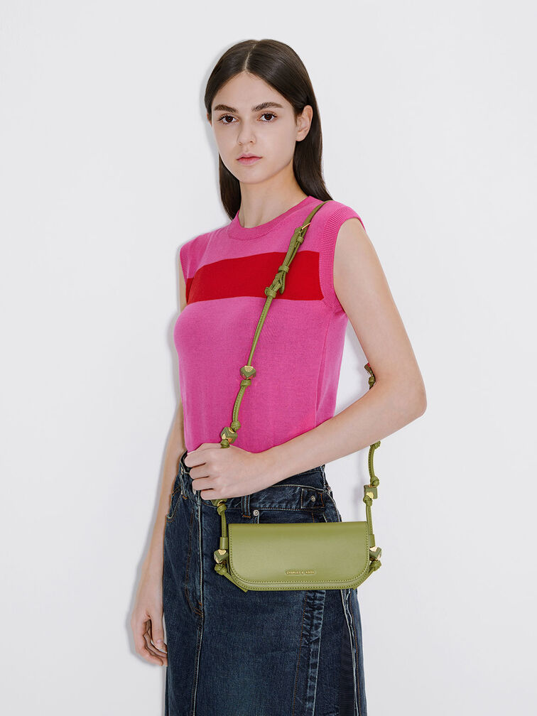 Cube Knotted Elongated Crossbody Bag, Pistachio, hi-res