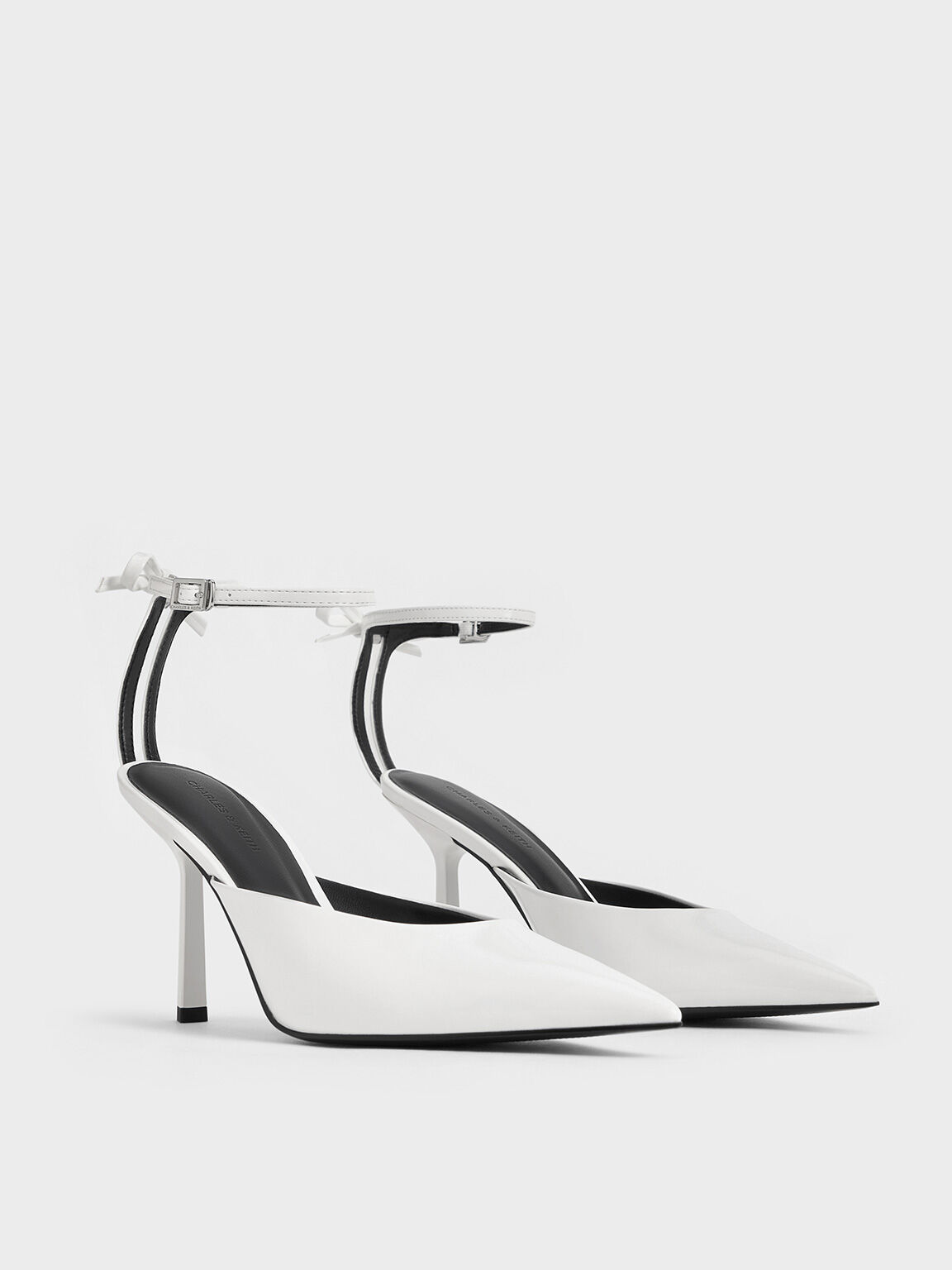 Black and white pumps with ankle strap online