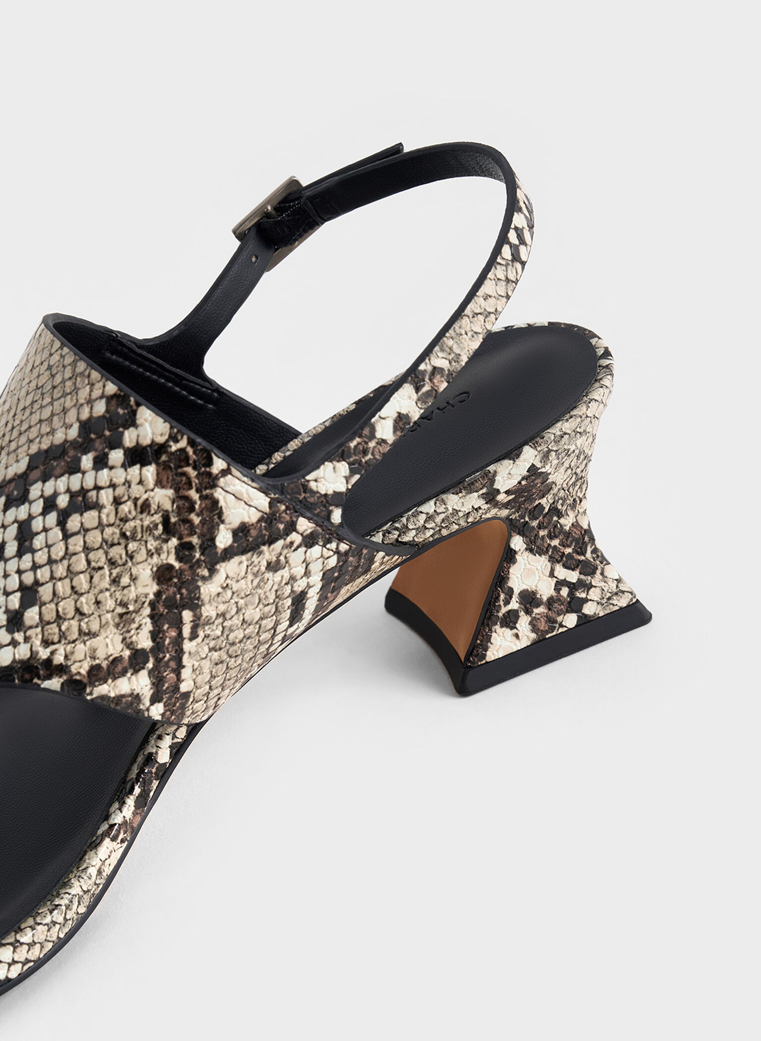 Snake-Print Wide-Strap Heeled Thong Sandals, Animal Print Natural, hi-res